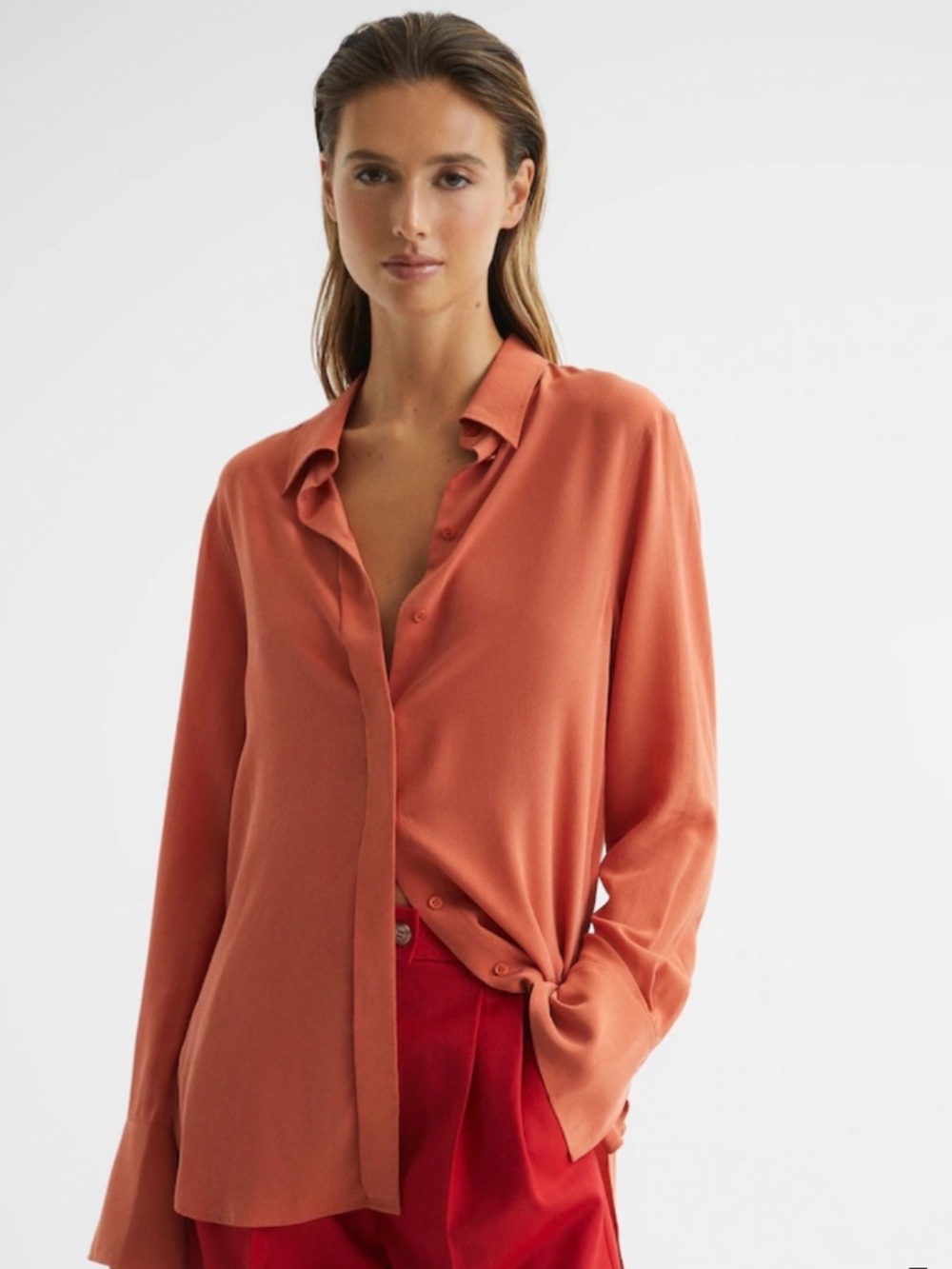 NWOT REISS Eden silk buttoned down shirt